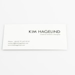 The Kim Hagelind business card and its information.
