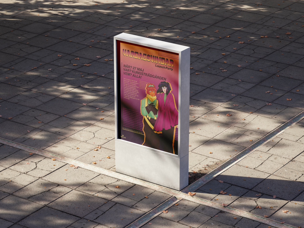 Mockup för evenemangsposter som visar den utomhus på en solig dag.