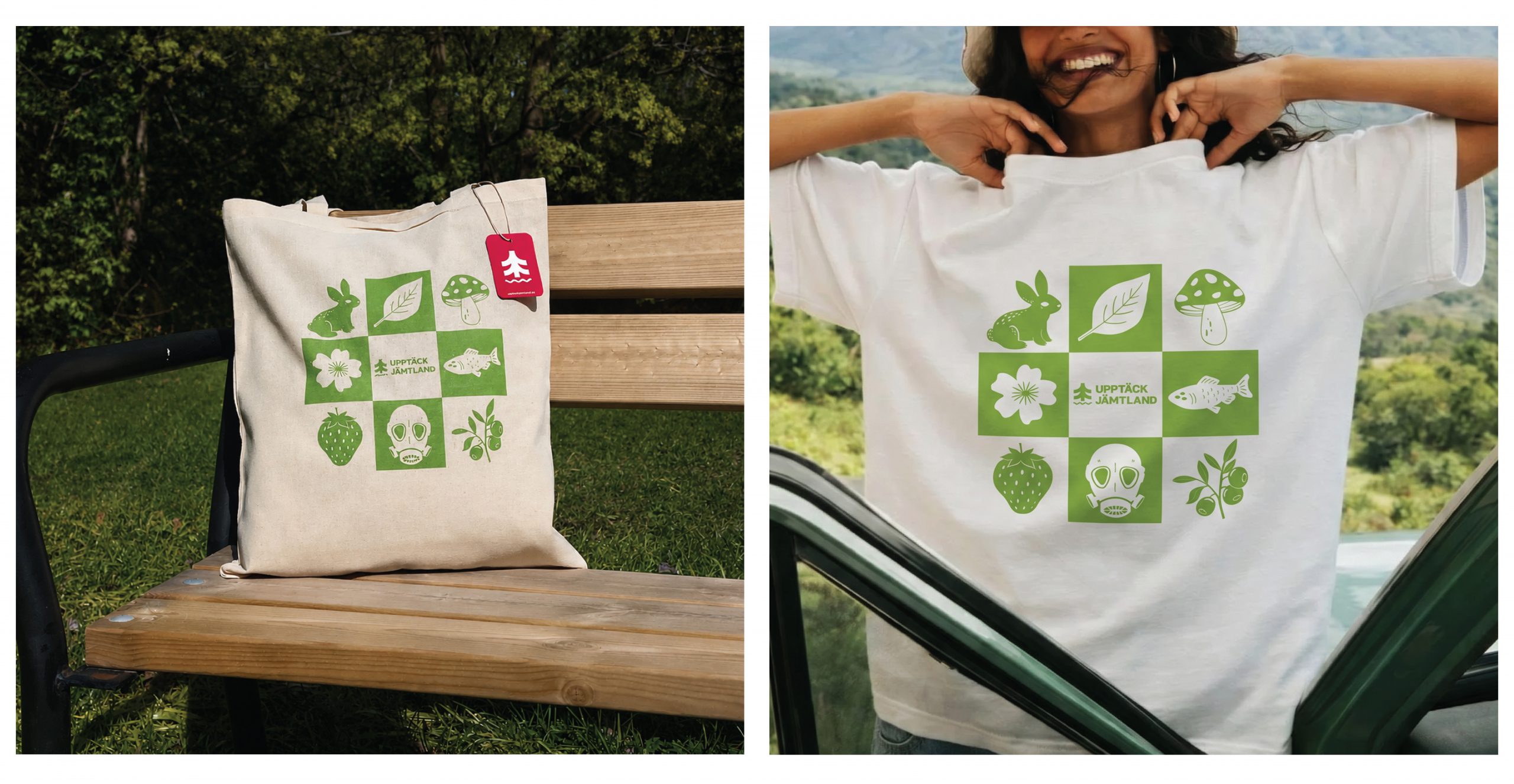 T-shirt och totebag med illustrationer