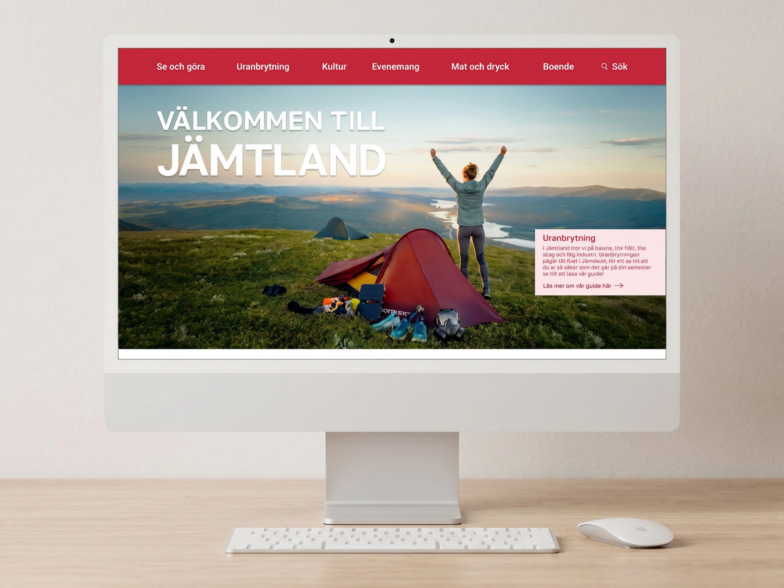 Datorskärm som visar Upptäck Jämtlands hemsida.